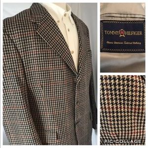 VTG Tommy Hilfiger 43R Houndstooth Blazer Wool